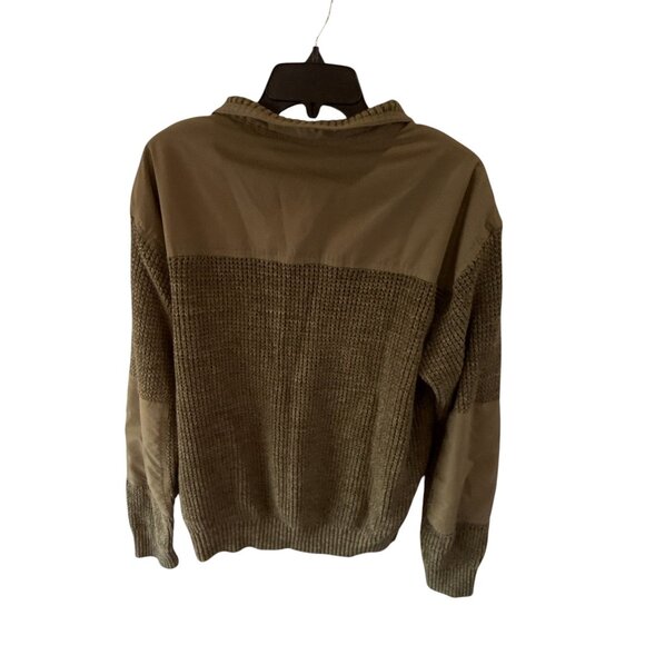 Bass Outdoor Quarter Zip Sweater Mens Large Knit Pullover Olive Green Warm - Picture 2 of 6